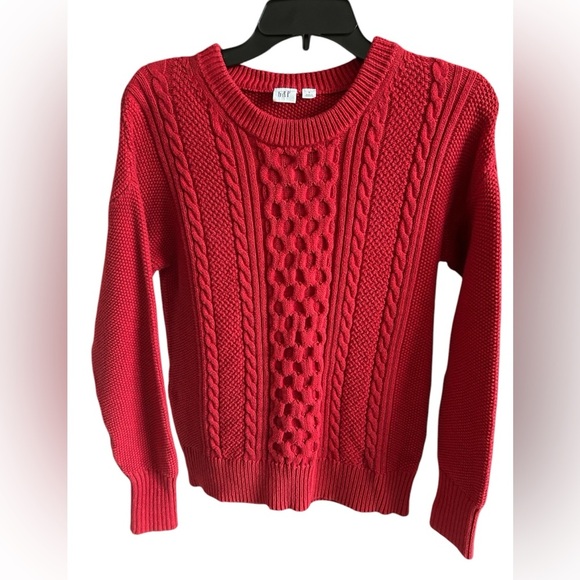GAP Girls Red Chunky Cable Knit Pullover Sweater Youth Size Small - Picture 1 of 4